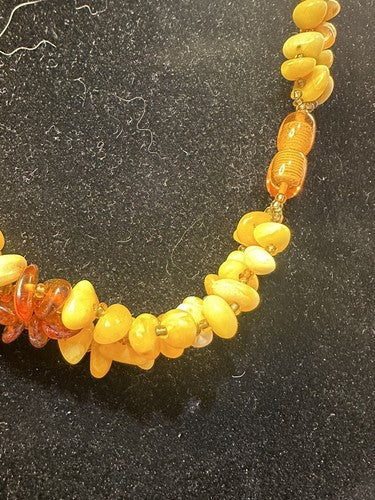 Vintage Baltic Honey Egg Yolk Amber Bead Necklace with Inclusions 19 Inches 36g
