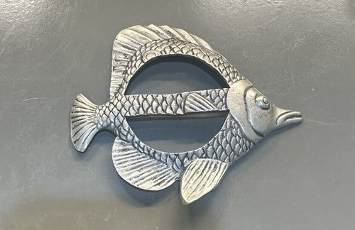 Unique Vintage Pewter Fish Figural Scarf Sash Slide Estate Belt