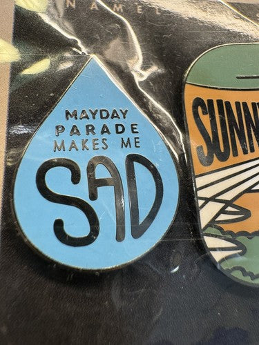 MAYDAY PARADE Makes Me Sad, Sunnyland 2 Piece Enamel Pins - Excellent!
