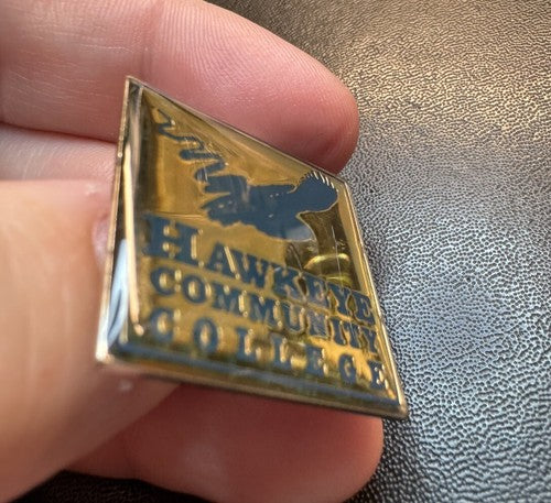 Vintage Hawkeye Community College Pin Pinback Tie Tack  Enamel