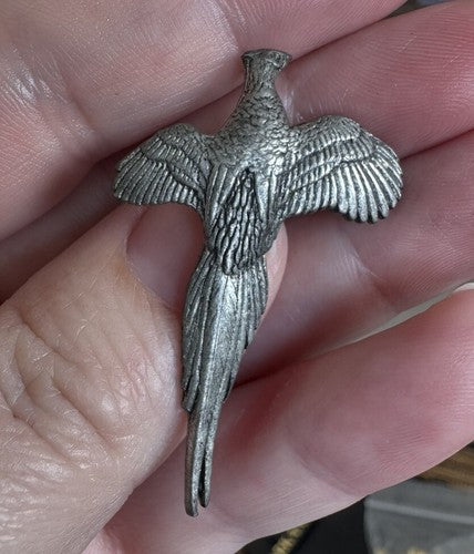 Vintage A.R. BROWN English Pewter Pheasant Bird Lapel Badge Pin