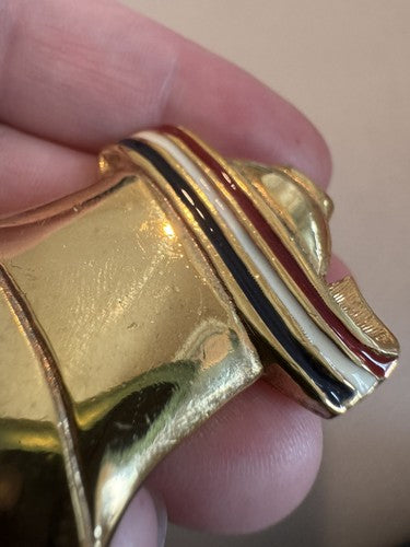 Vintage Liberty Bell Gold Tone Enamel Pin Brooch Patriotic USA