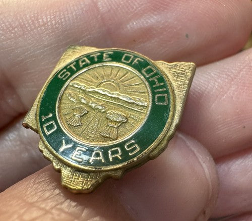 The Great Seal State of Ohio Lapel Pin 10 Year Service Pin 1/20th Gold Filled