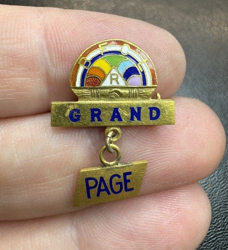 Vintage Order Of Rainbow Girls Grand Page Pin Merit Service