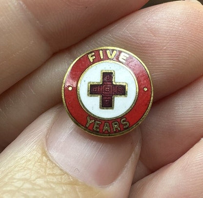 Vintage American Red Cross 5 Year Service Volunteer Lapel Pin Tie Pin 1964-1982