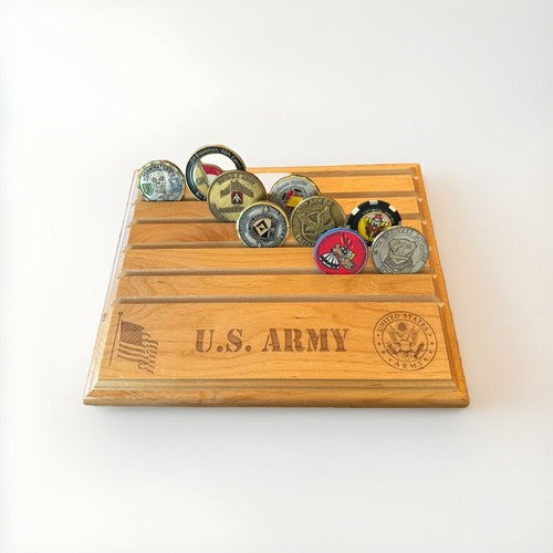 U.S. Army Challenge Coin Display Stand Wooden Rack Coins