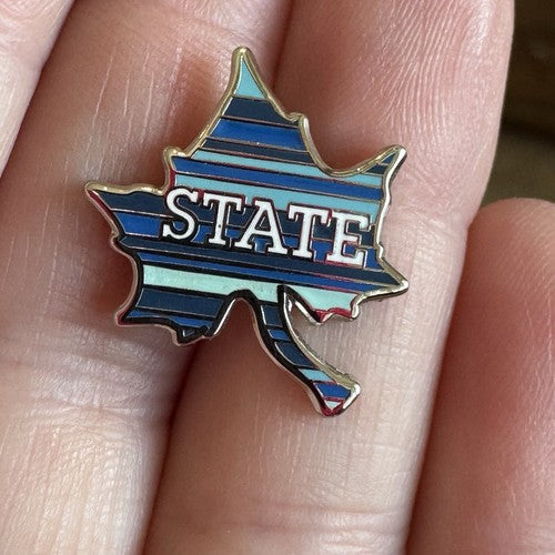 Indiana State University ISU Sycamores Blue & White Striped Leaf Pin Tie Tack
