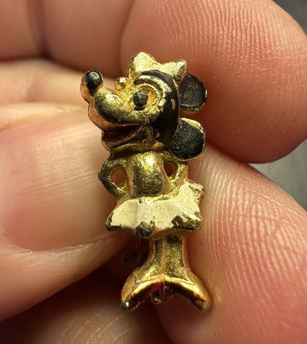 Rare HTF VTG Early Minnie Mouse Walt Disney Pin Brooch Painted Enamel 1940s-50s?