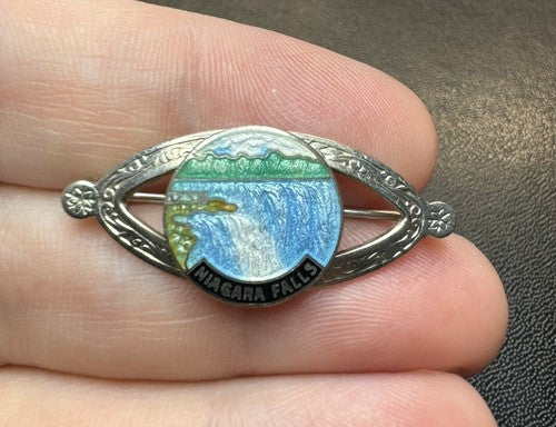 Antique Art Nouveau Niagara Falls Enamel Pin Brooch Souvenir