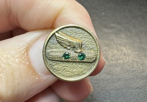 Vintage Dekalb Service Award Tie Lapel Pin Green Stones