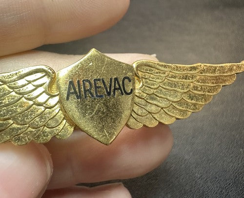 Vintage Flight AIREVAC Crew Member Brass Wings Pin Helicopter Pilot Wings