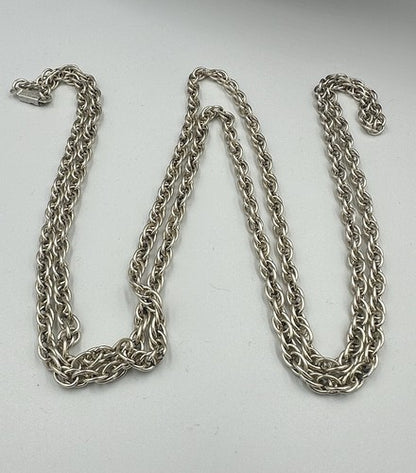 VTG Chunky Silver Chain Link Signed West Germany Aluminum 54" Necklace