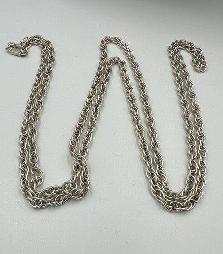 VTG Chunky Silver Chain Link Signed West Germany Aluminum 54" Necklace