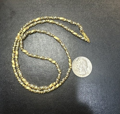 Vintage Napier Textured Twist Necklace 4mm Ball and Link GoldTone Signed 24.5”