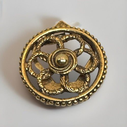 Vintage ART Arthur Pepper Brooch Pin Scarf Clip Filigree Victorian Gold Tone