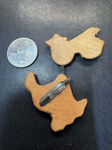 Vintage Pelican Hand Carved Painted Wood Pin Brooch Articulated