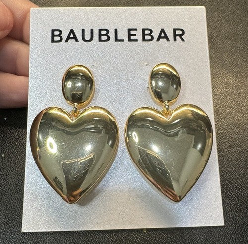 Womens Baublebar Dangle Heart Earrings Gold Tone Bauble Bar Sheri