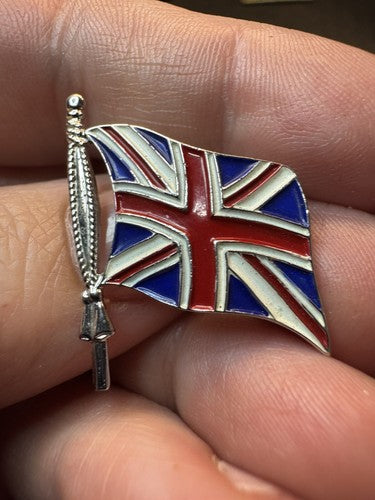 WWII Sterling Silver Union Jack UK British Flag England Enamel Signed Coro