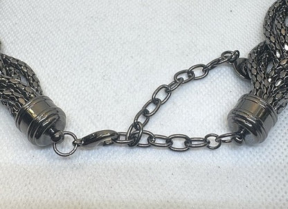 Graziano Gunmetal Dragonscale Large Braided Statement Necklace 22.5”