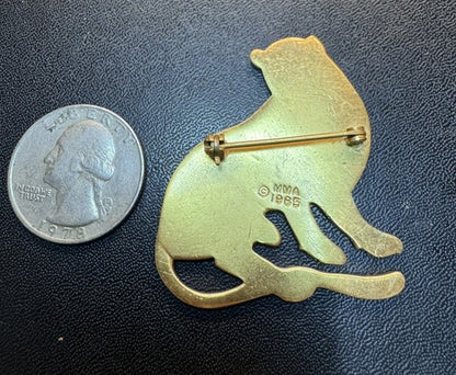 MMA Metropolitan Museum of Art 1985 Gold Tone Cat Pin Brooch Vintage