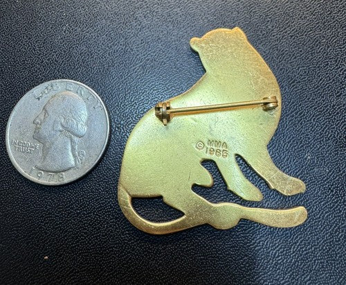 MMA Metropolitan Museum of Art 1985 Gold Tone Cat Pin Brooch Vintage