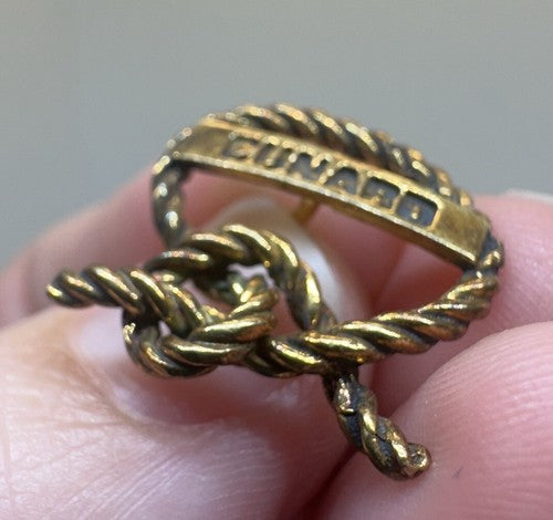 VINTAGE CUNARD LAPEL PIN - STERLING SILVER WITH 24K GOLD PLATING Marked Norway