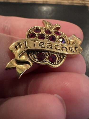Avon #1 Teacher Apple Gold Toned Lapel Pin - Very Nice!