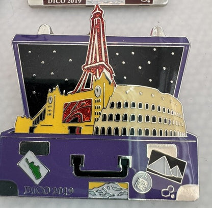 4x Destination Imagination DI Trading Pin 2019 Colorado Suitcases Continents USA