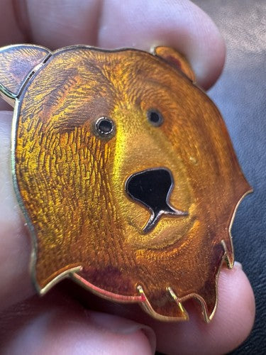 Lovely Alaska Artist William Spear Brown Grizzly Bear Head Enamel Pin HANDSOME!