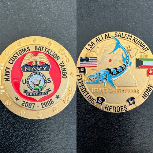US Navy Customs Battalion Tango Challenge Coin 2007 Bravo Barracudas OIF OEF