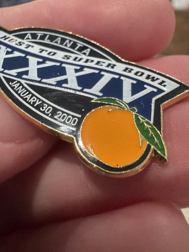 NFL Super Bowl XXXIV Rams vs Titans Atlanta Georgia Jan. 30 2000 Lapel Pin Peach