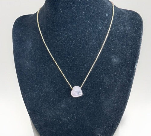 BaubleBar Juno Rose Quartz Stone Gold Plated Necklace 16"+ 3" Extender MRSP $38