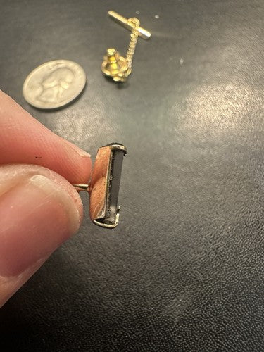 Eiffel Tower Reverse Carved Crystal Glass Tie Tack Lapel Pin Paris France