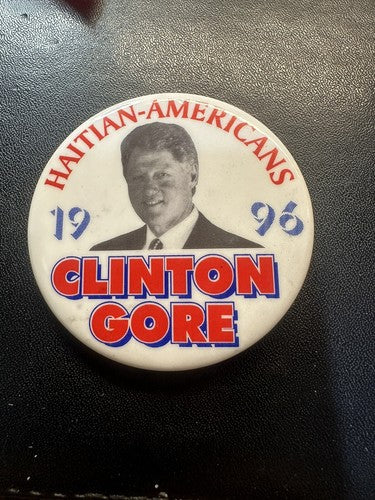 1996 HAITIAN-AMERICANS for CLINTON GORE Pin Pinback Button President RARE