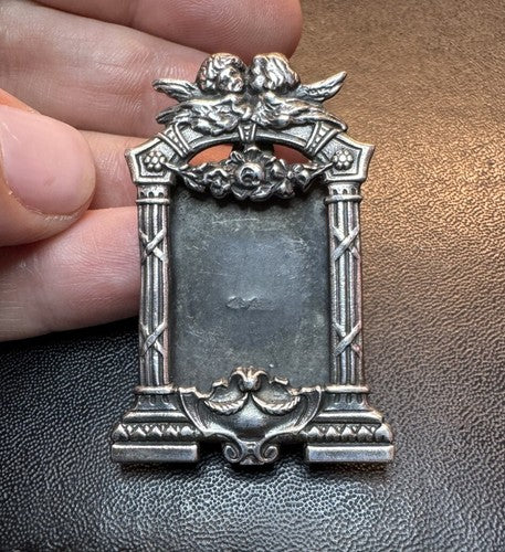Vintage Art Deco Photo Picture Frame 925 STERLING Silver Ornate Brooch Pin
