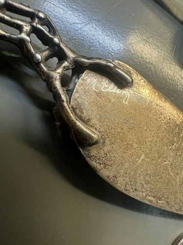 Artisan Made Sterling Silver Demitasse Spoon and Knife Set Pearls ~ Mary Elwyn