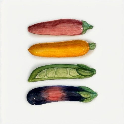 Vietri Vegetable Serving Dishes 4 set - Carrot, Pepper, Peas, & Eggplant - Italy