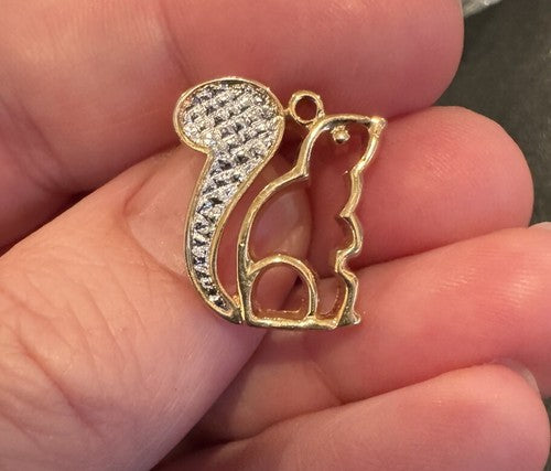 Vintage Lapel Hat Tie Pin Openwork Squirrel Signed Avon Gold & Silvertone