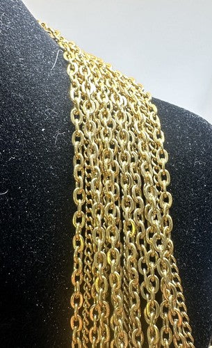 Vintage Crown Trifari 15 Strand Gold Tone Graduated Chain Necklace