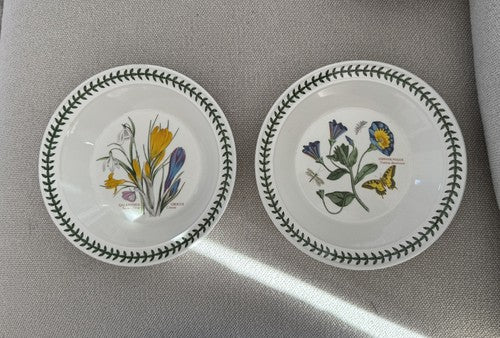 Portmeirion Botanic Garden Porcelain 8.5” Rim Soup/Pasta Bowls Set of 2