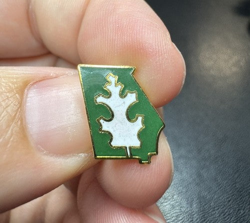 Vintage GEORGIA The Nature Conservancy Pin Green Leaf Enamel Gold Tone