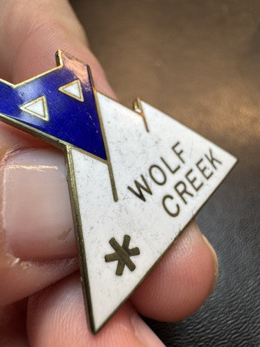 VINTAGE WOLF CREEK COLORADO ENAMEL GOLD TONE SKI PIN