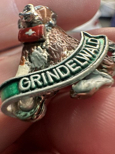 Vintage Grindelwald Switzerland Bernese Dog Alps Mountain Pin Brooch Signed