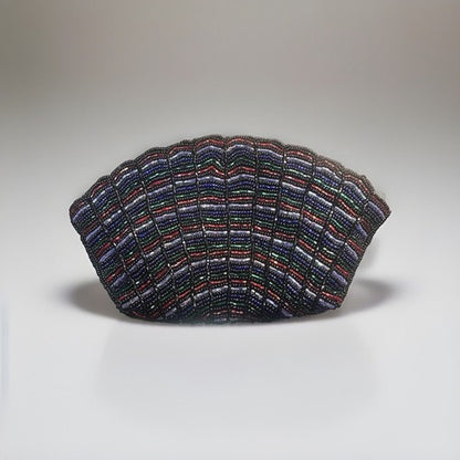 NEIMAN MARCUS HAND MADE BEADED EVENING CLUTCH SHELL SHAPE