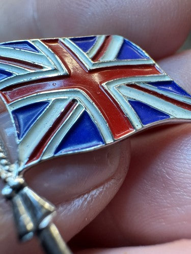 WWII Sterling Silver Union Jack UK British Flag England Enamel Signed Coro
