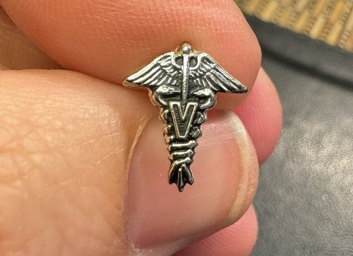 Vintage Army Medical Corps Veterinarian Insignia Tie Tack Lapel Pin by Kinney