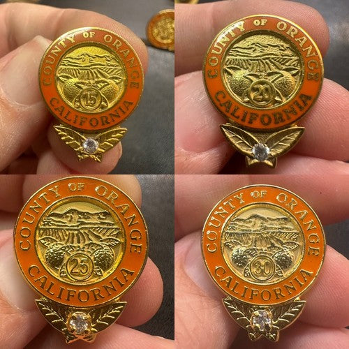 County of Orange California 15 20 25 30 Year Employee Service Award Lapel Pins