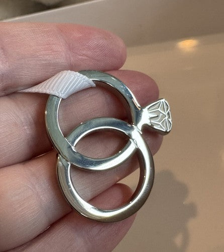 Crate & Barrel Silver Diamond Wedding Rings First Married Christmas Ornament