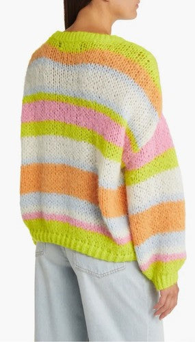 Vero Moda Laney Sweater Knit Stripe Crewneck Oversize Balloon Sleeve NEW NWT L