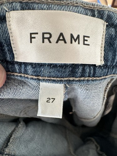 Frame Womens Braided Waistband Wide Leg Crop Jeans, Size 27 Retail $288